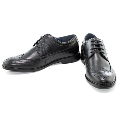 Black Wingtip Lace-Up Derby Dress Shoes