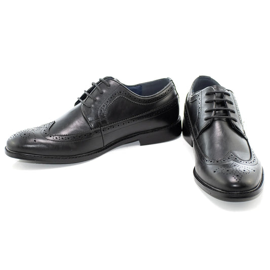Black Wingtip Lace-Up Derby Dress Shoes