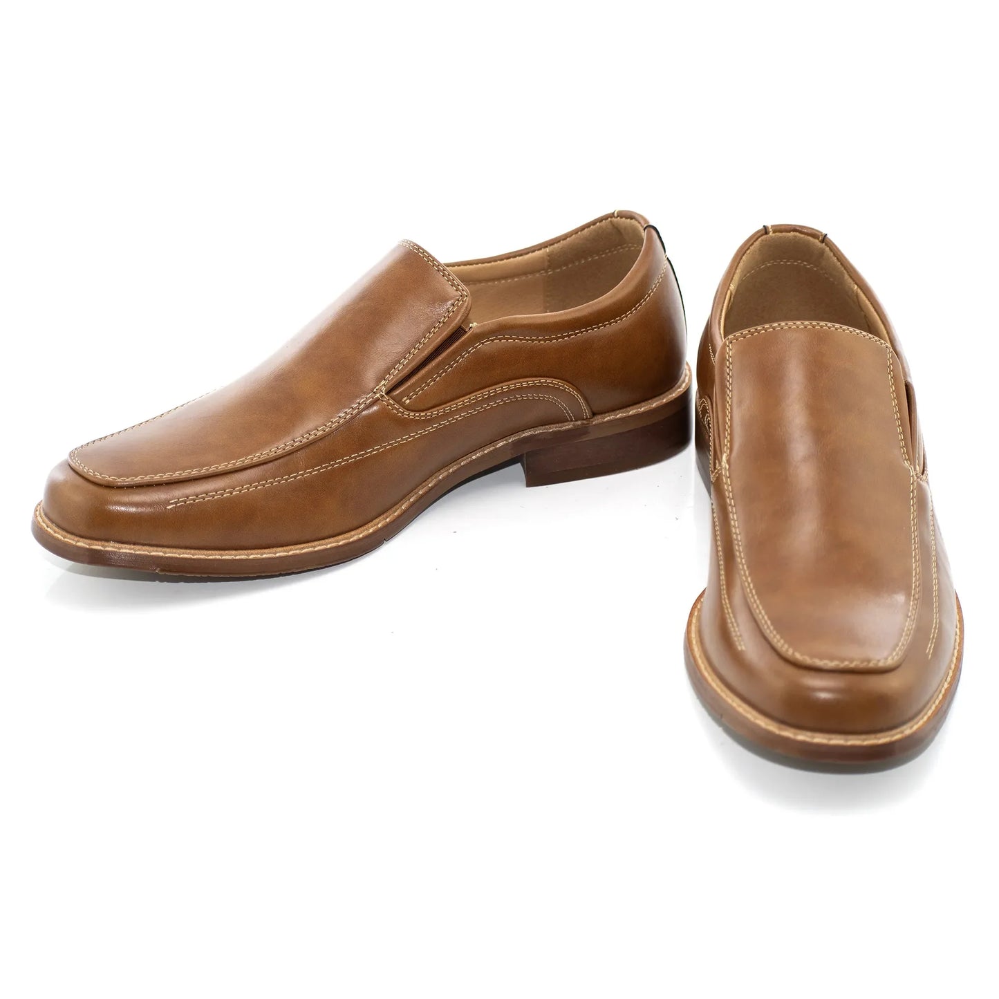 Cognac Square-Toed Dress Loafer