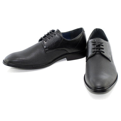 Black Textured Lace-Up Derby Dress Shoe
