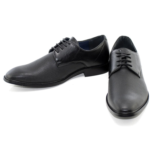 Black Textured Lace-Up Derby Dress Shoe