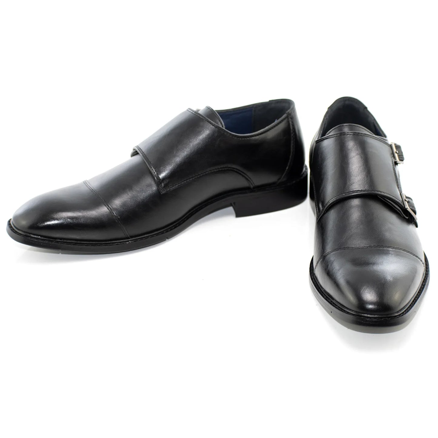 Black Double Monk Strap Dress Shoe