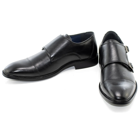 Black Double Monk Strap Dress Shoe