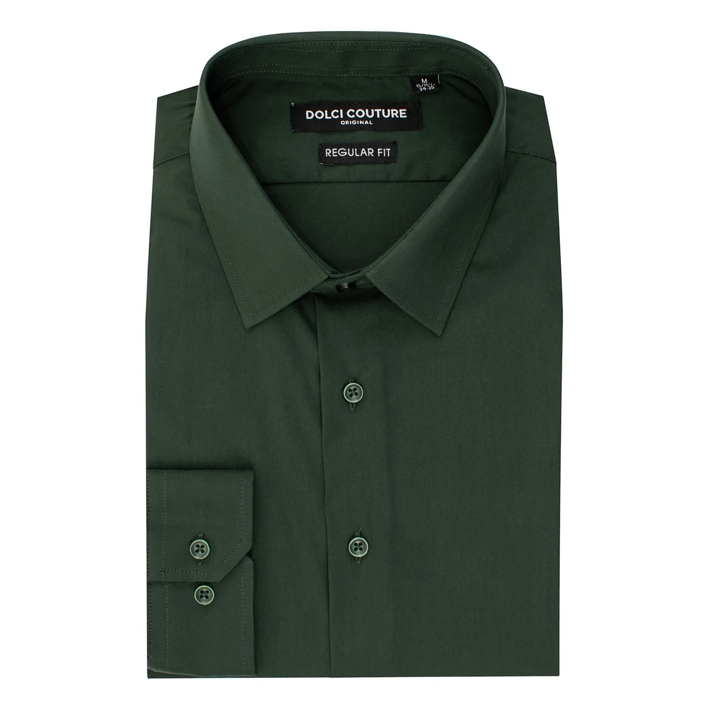 Hunter Green Stretch Regular-Fit Dress Shirt