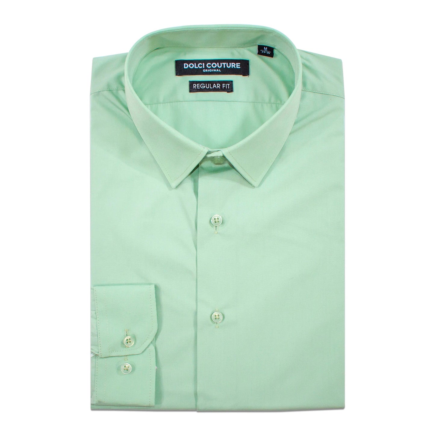 Men's Mint Green Stretch Regular-Fit Dress Shirt
