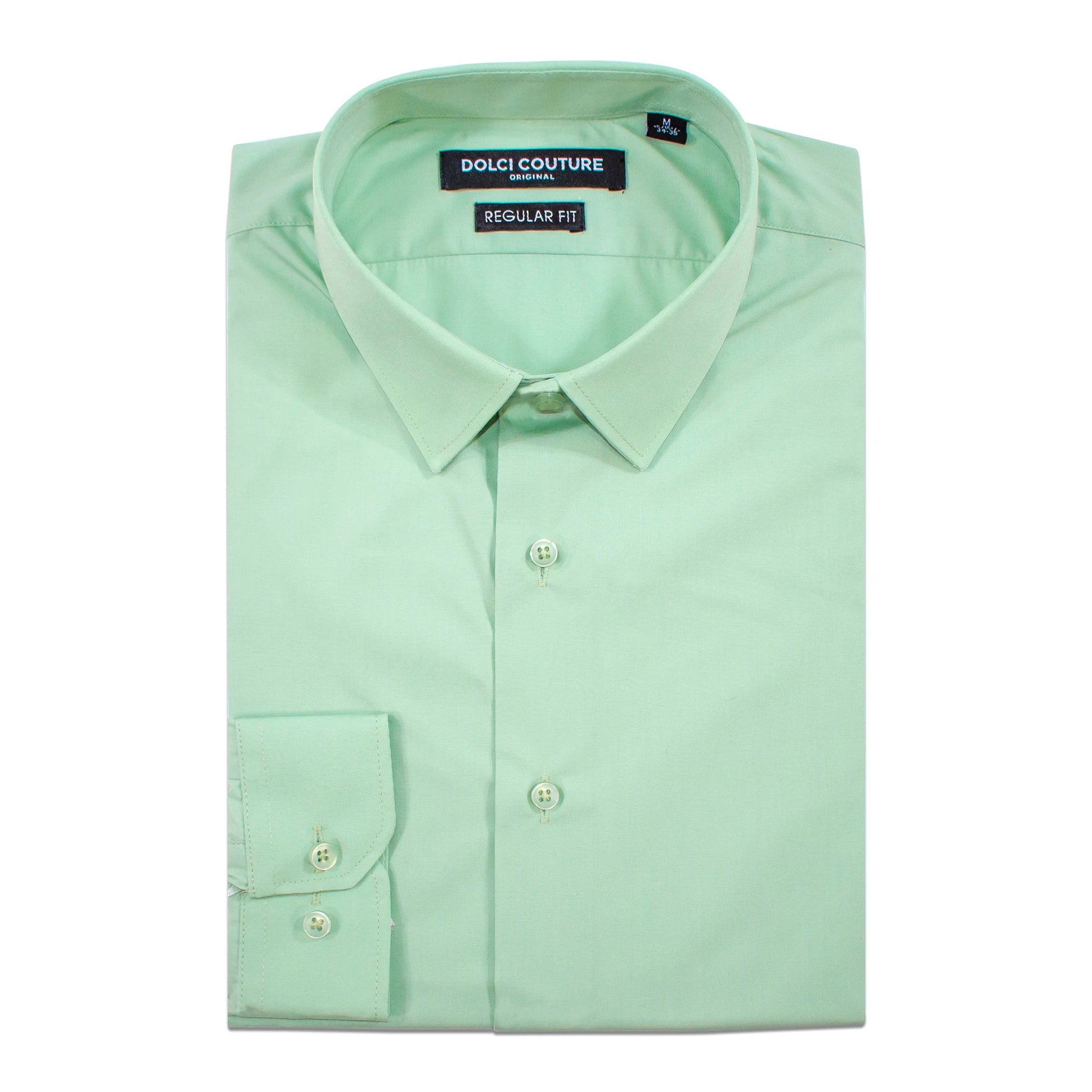 Men's Mint Green Stretch Regular-Fit Dress Shirt