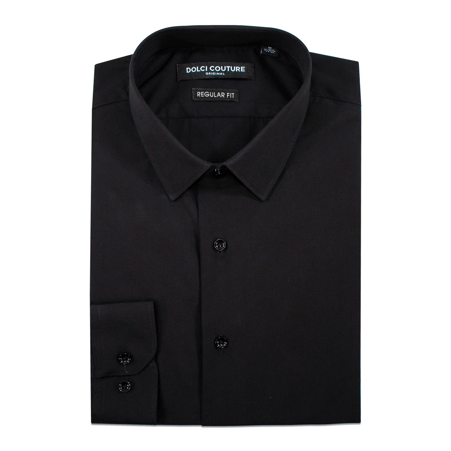 Black Stretch Regular-Fit Dress Shirt
