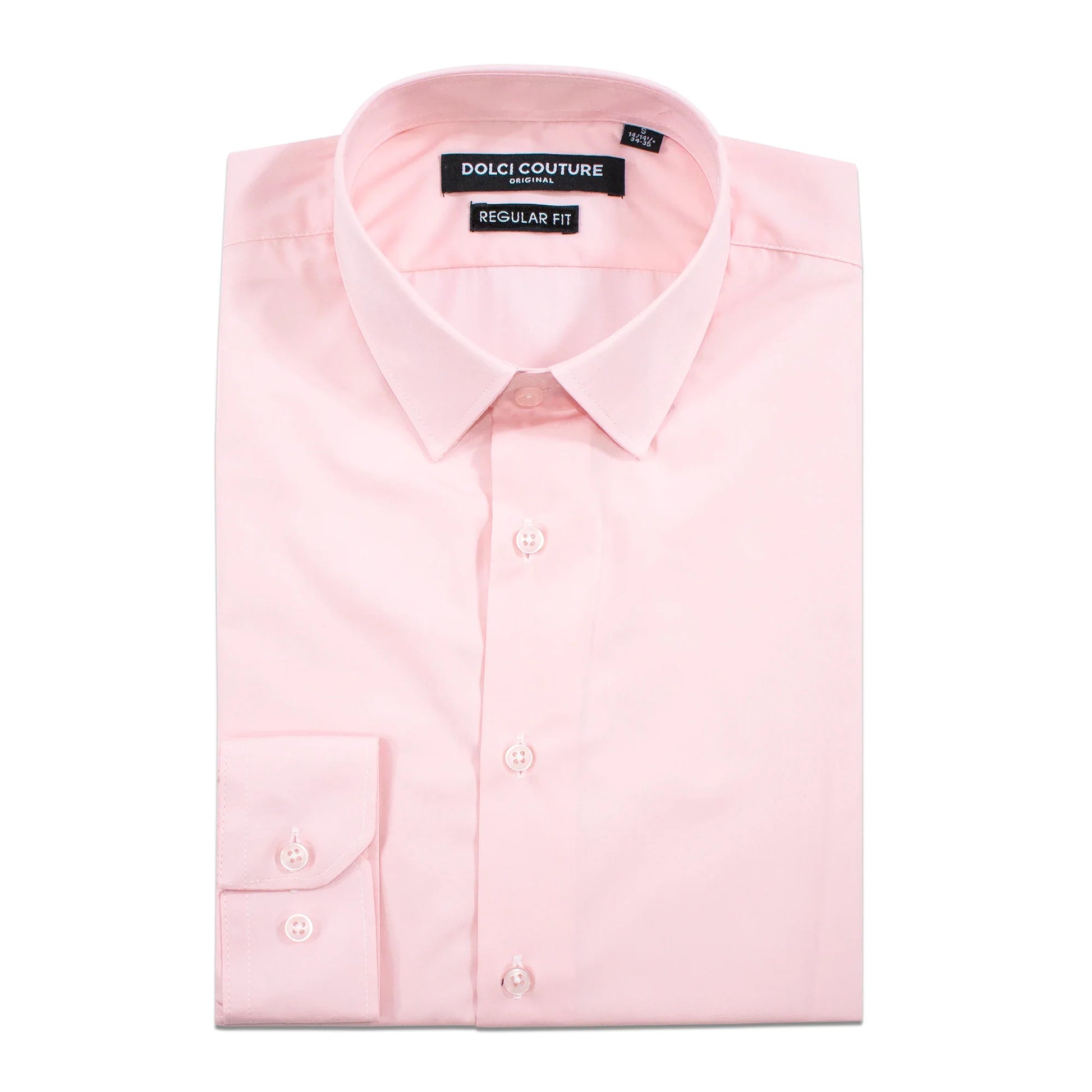 Men's Light Pink Stretch Regular-Fit Dress Shirt