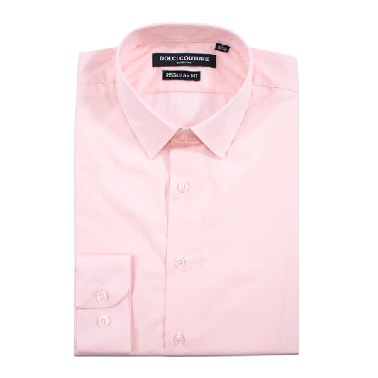 Men's Light Pink Stretch Regular-Fit Dress Shirt