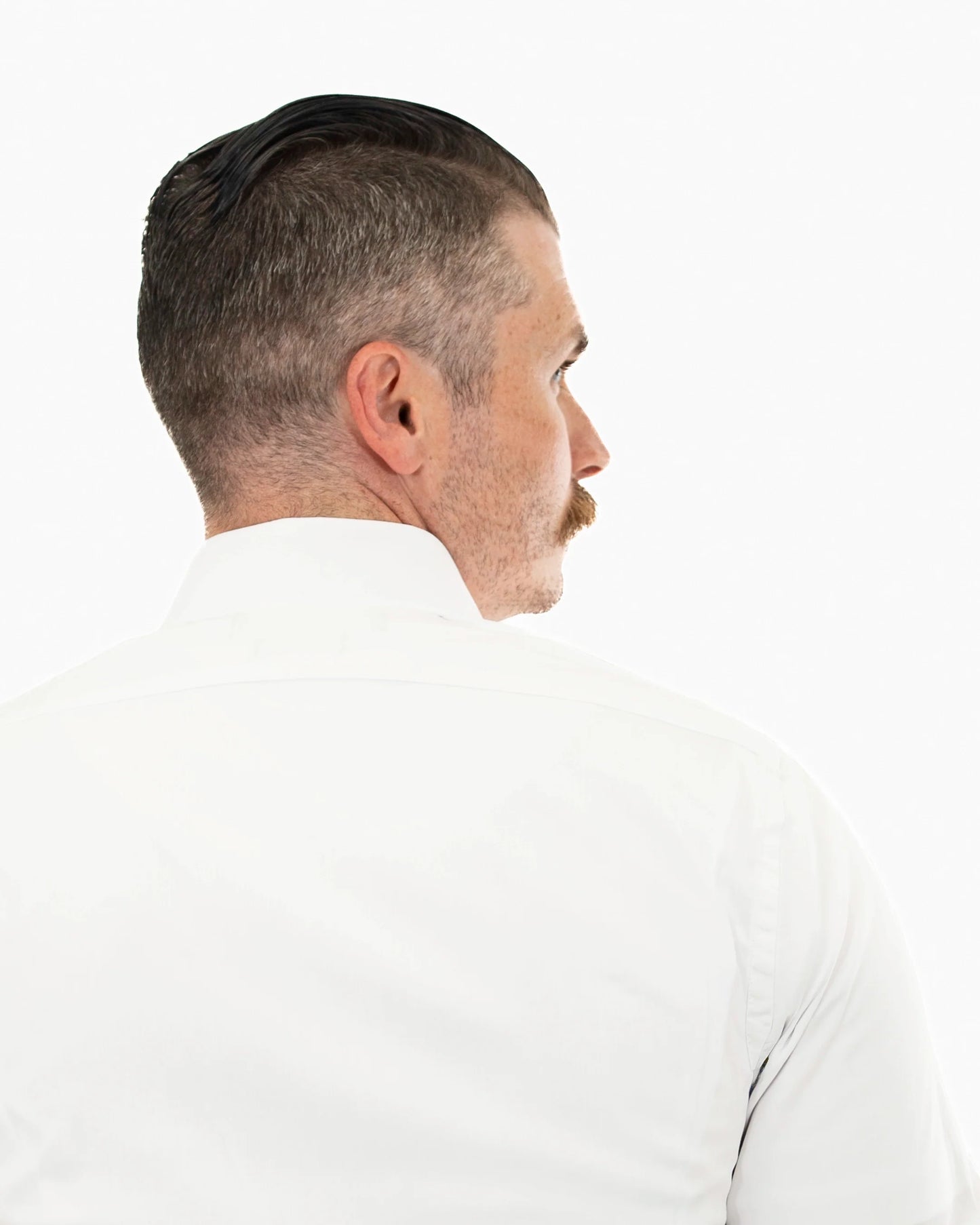 White Stretch Slim-Fit Shortsleeve Dress Shirt