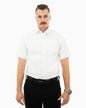 White Stretch Slim-Fit Shortsleeve Dress Shirt