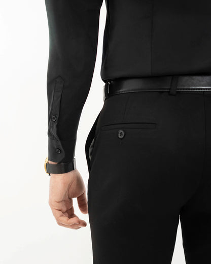 Black Stretch Slim-Fit Dress Shirt