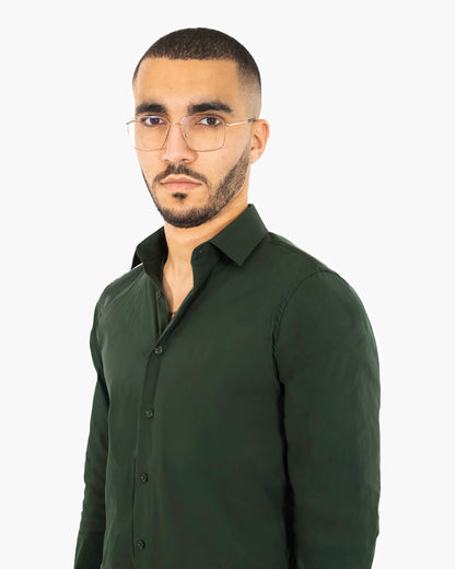 Hunter Green Stretch Slim-Fit Dress Shirt