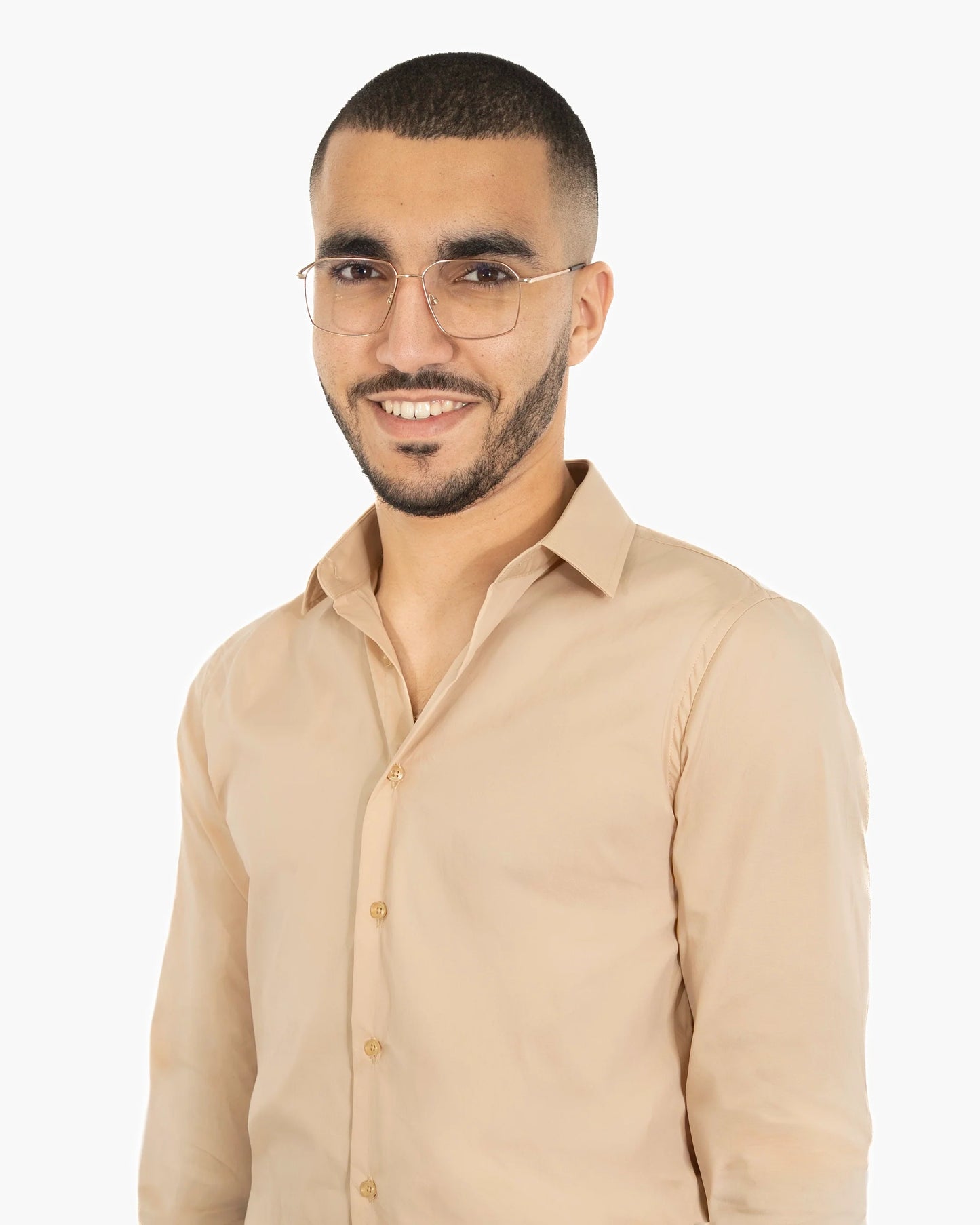 Nude/Tan Stretch Slim-Fit Dress Shirt