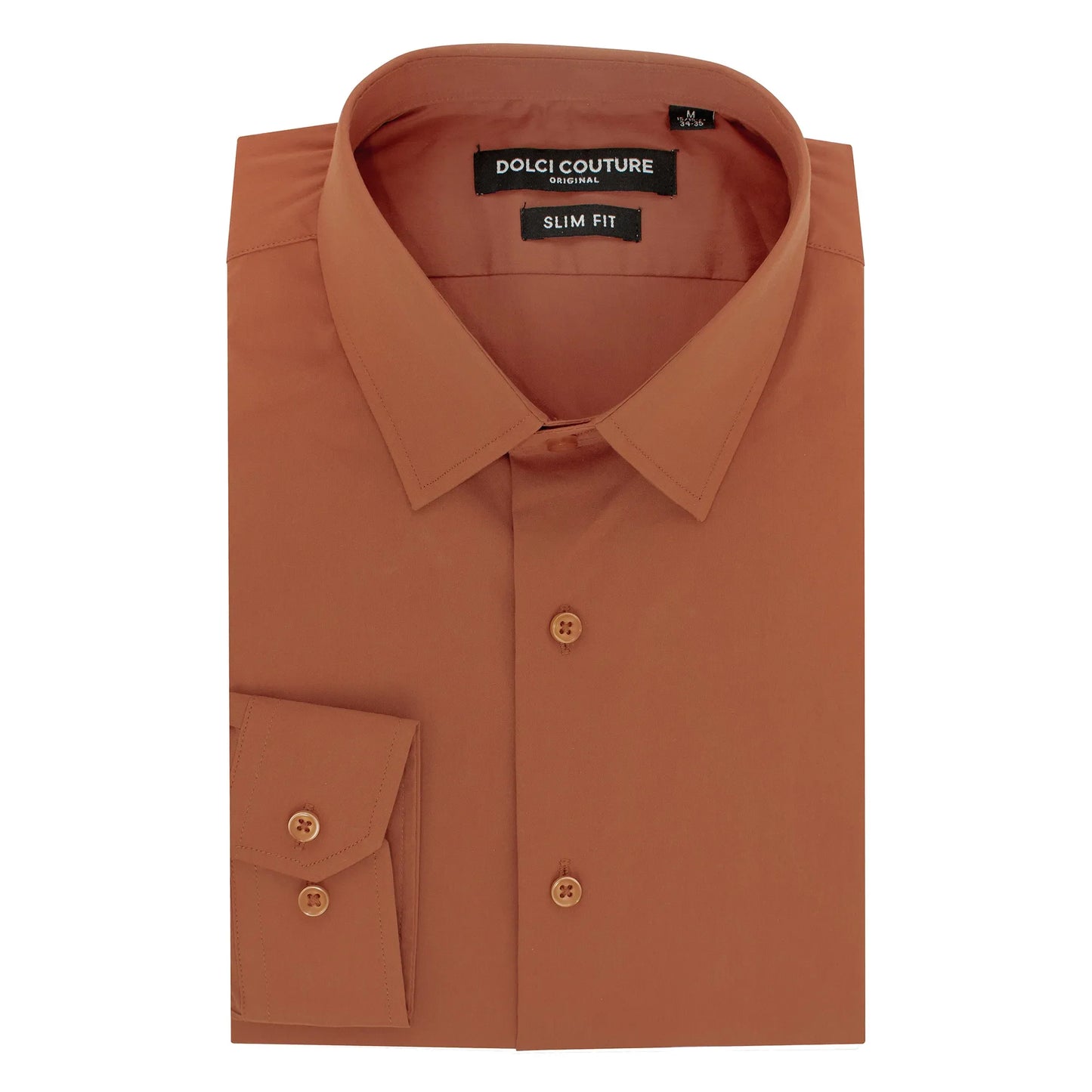 Rust Stretch Slim-Fit Dress Shirt