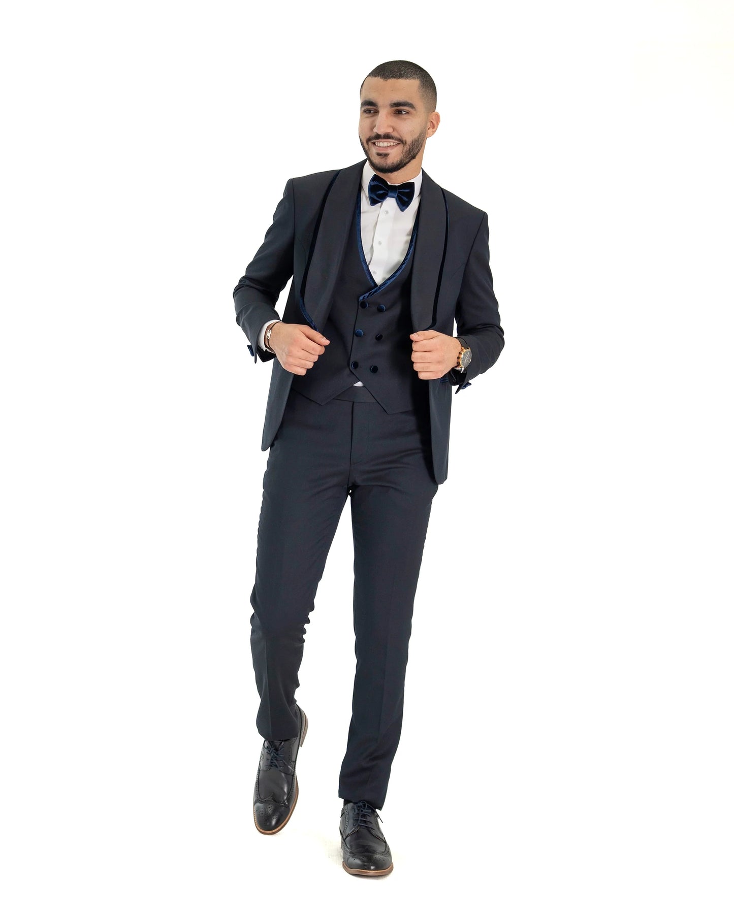 Midnight Blue Velvet Trim Tailored-Fit Tuxedo
