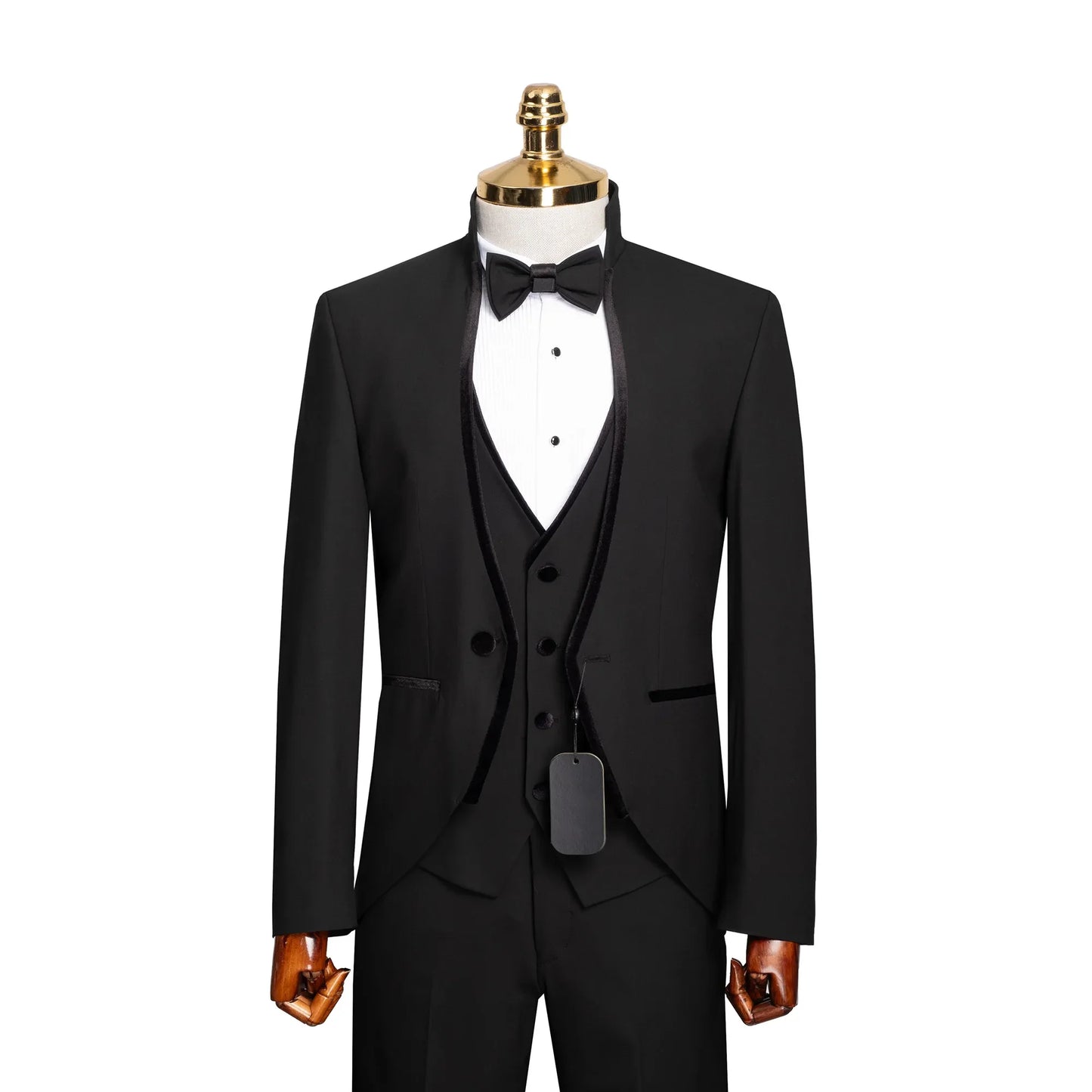 Black Velvet Trim 3-Piece Tailored-Fit Tuxedo
