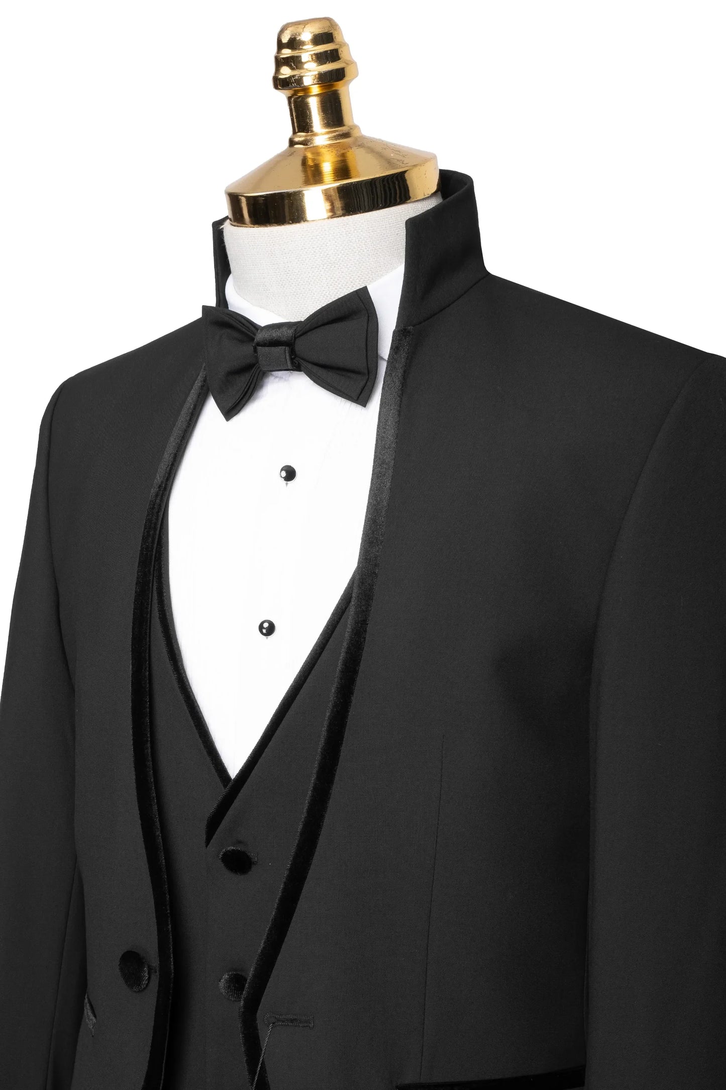 Black Velvet Trim 3-Piece Tailored-Fit Tuxedo