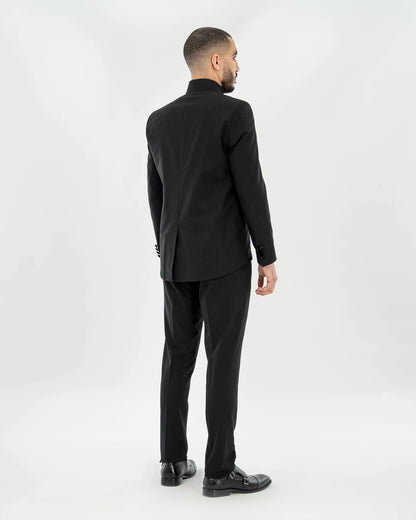Black Velvet Trim 3-Piece Tailored-Fit Tuxedo