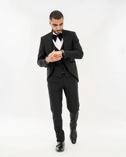 Black Velvet Trim 3-Piece Tailored-Fit Tuxedo