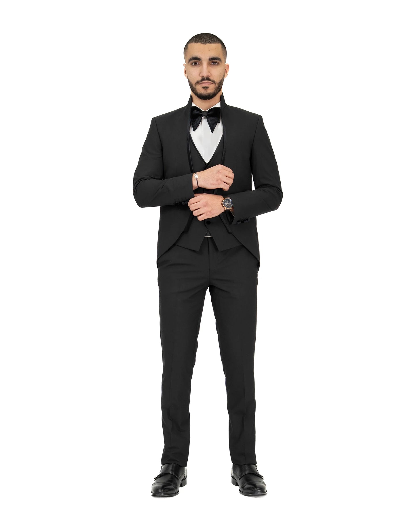 Black Velvet Trim Tailored-Fit Western Tuxedo