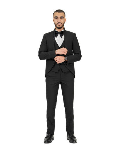 Black Velvet Trim Tailored-Fit Western Tuxedo