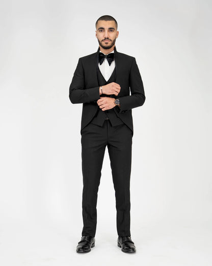 Black Velvet Trim 3-Piece Tailored-Fit Tuxedo