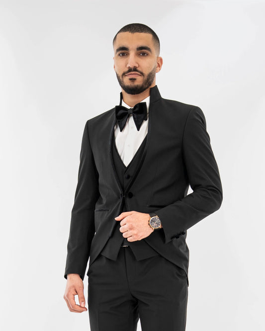 Black Velvet Trim Tailored-Fit Western Tuxedo