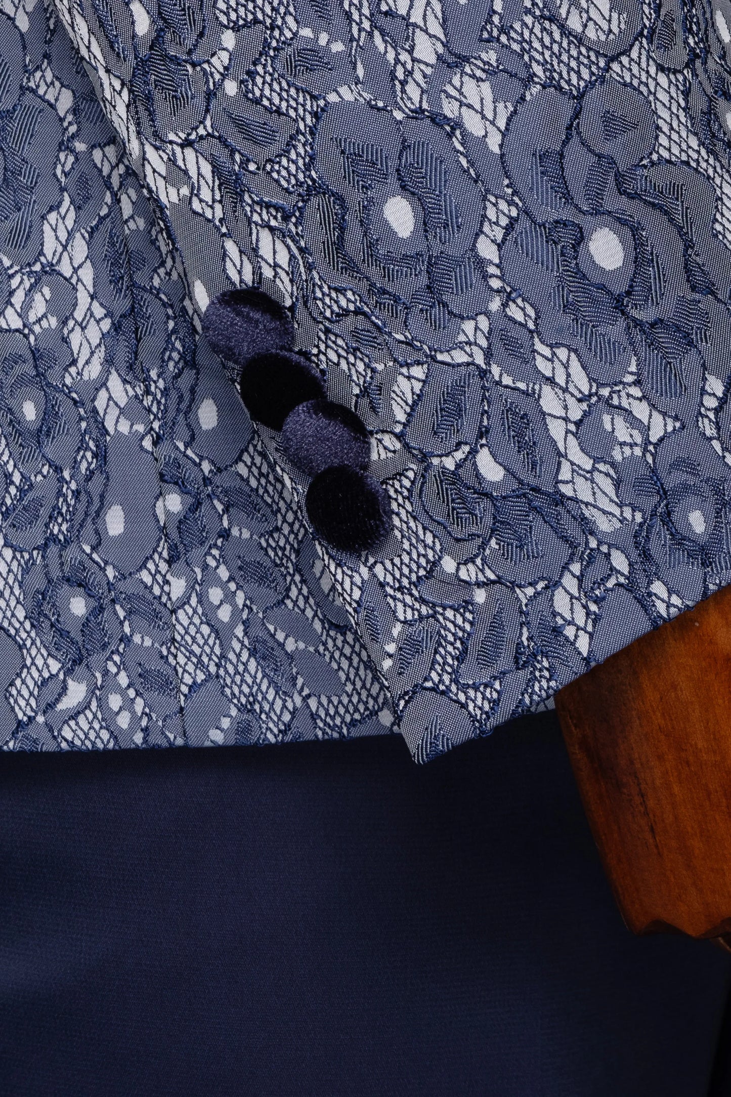 Blue Floral Lace 3-Piece Tailored-Fit Tuxedo