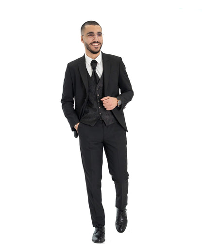 Corded Twill Tailored-Fit Suit with Floral Vest