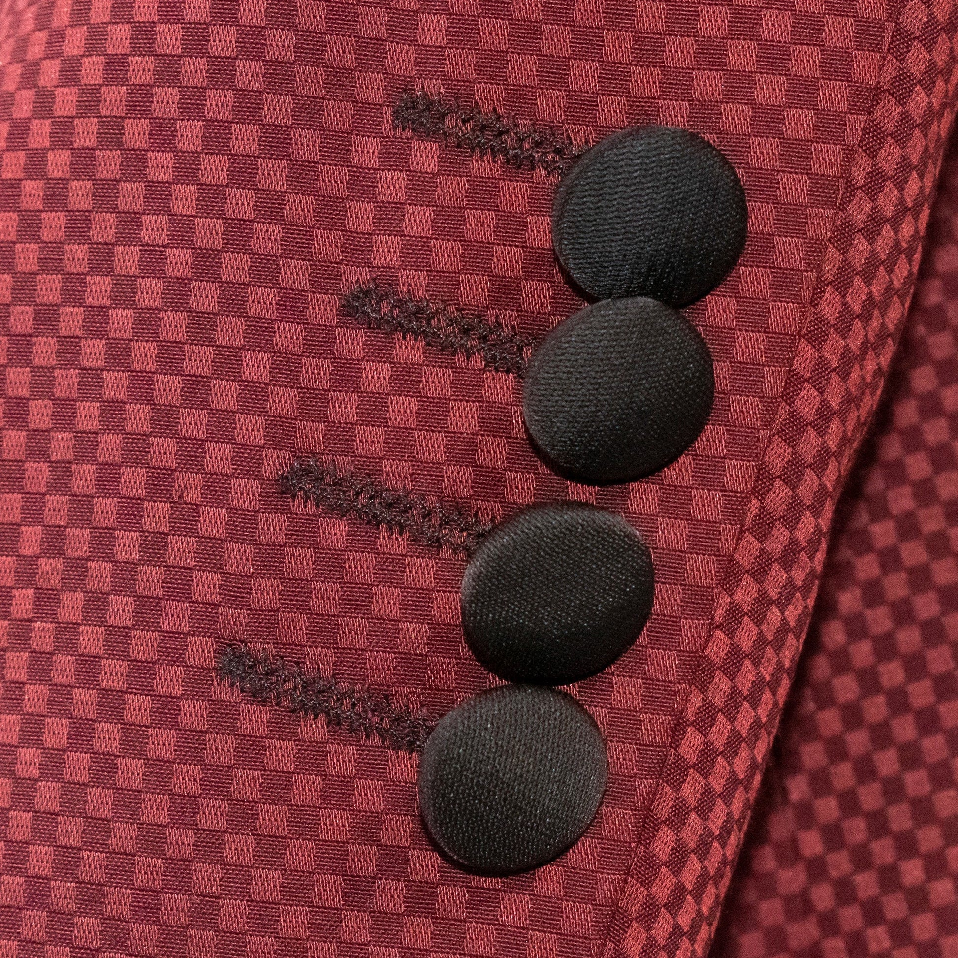 Men's Burgundy Red Slim-Fit Tuxedo With Dual Lapels