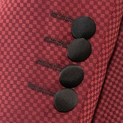 Men's Burgundy Red Slim-Fit Tuxedo With Dual Lapels