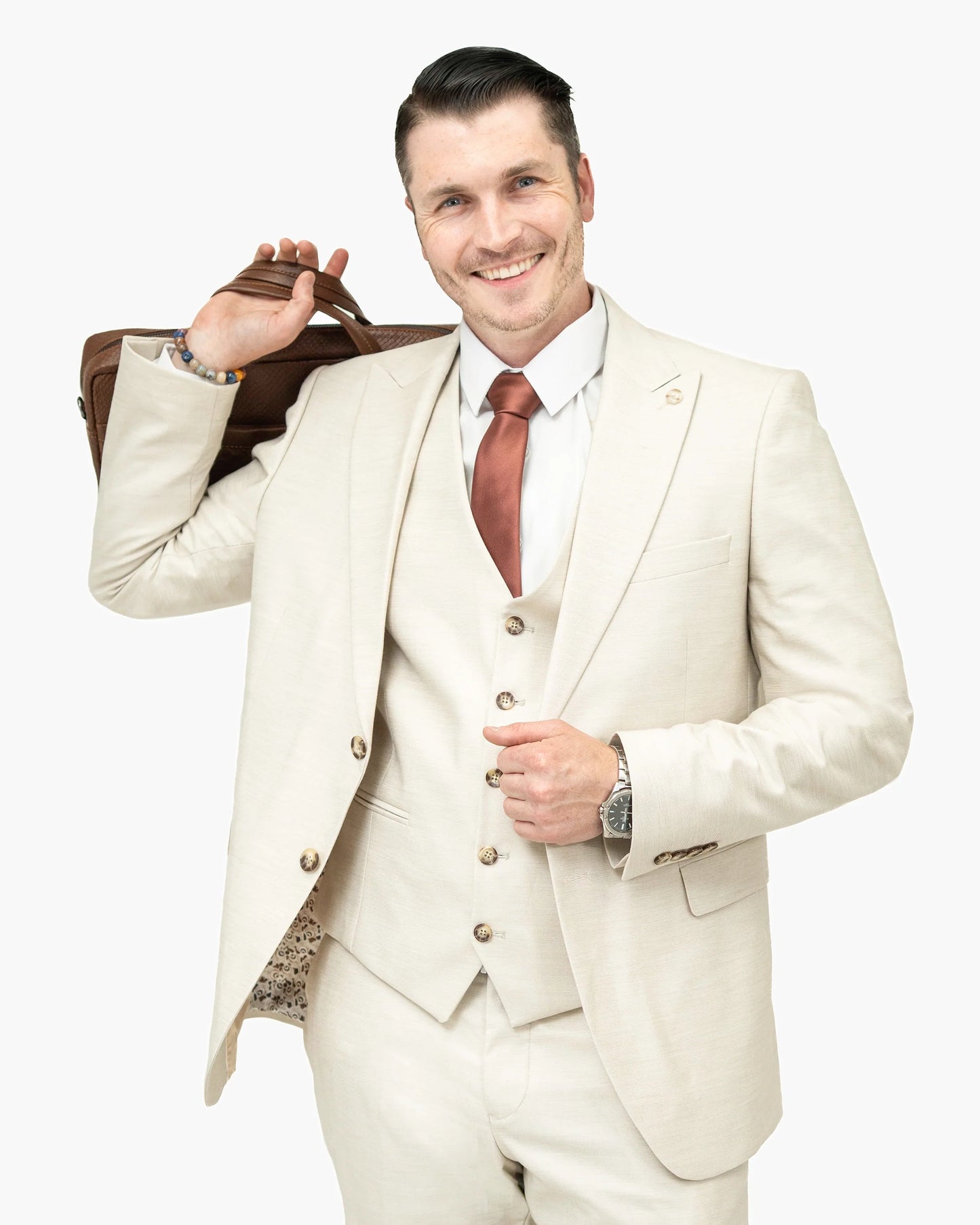 Hugo | Beige 3-Piece Tailored-Fit Suit