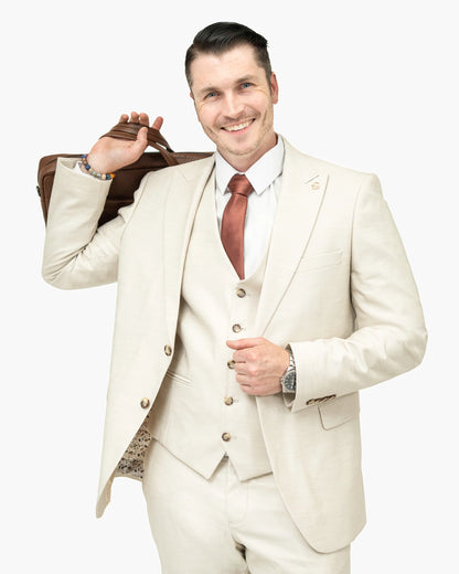 Hugo | Beige 3-Piece Tailored-Fit Suit