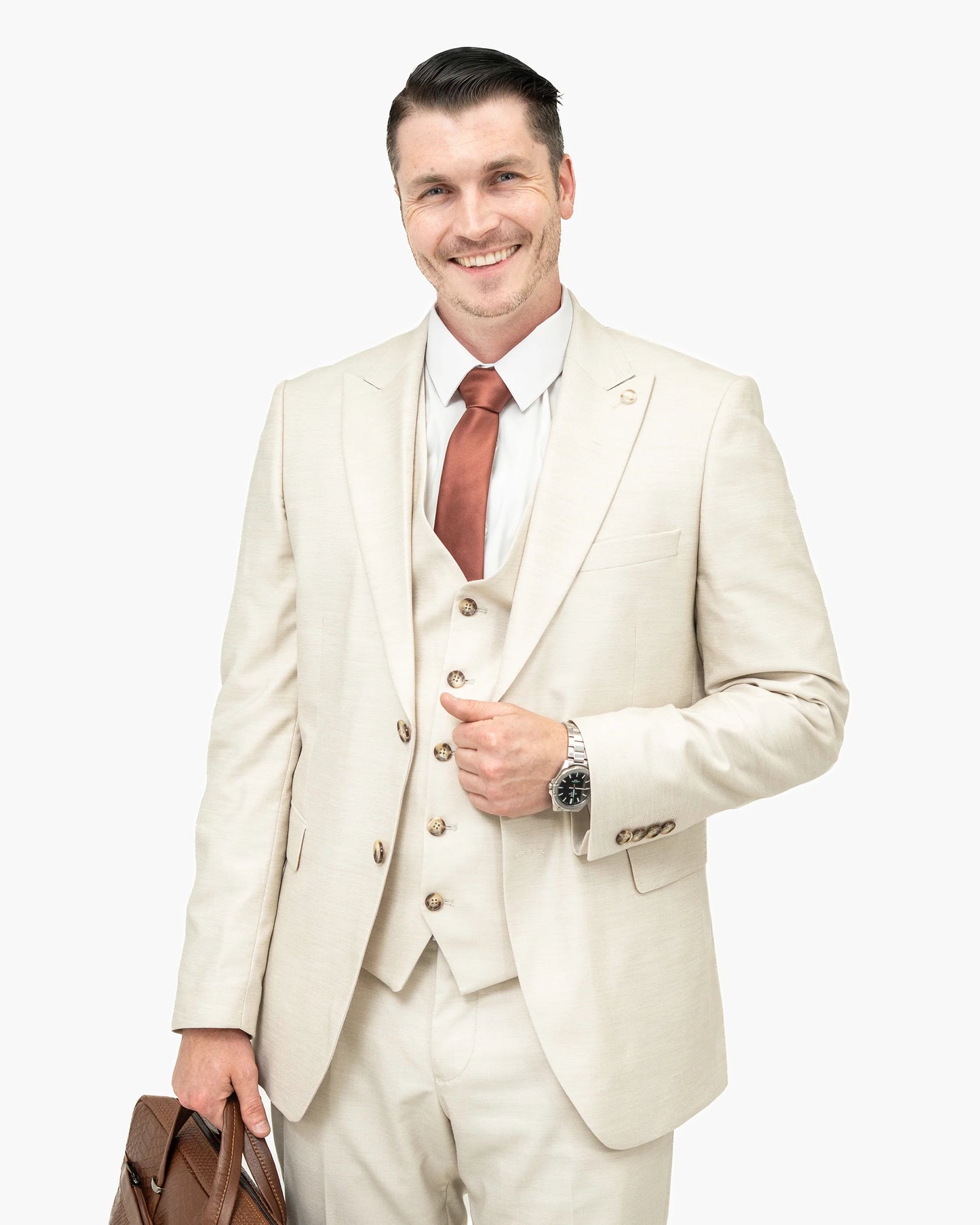 Hugo | Beige 3-Piece Tailored-Fit Suit