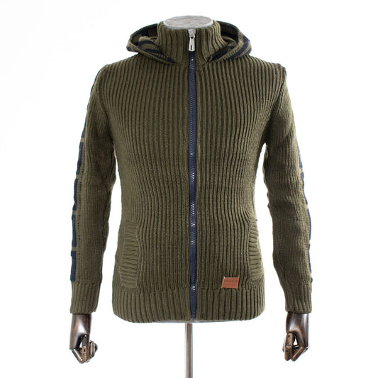 Hunter Green Grecian Regular-Fit Zip-Up Hooded Cardigan