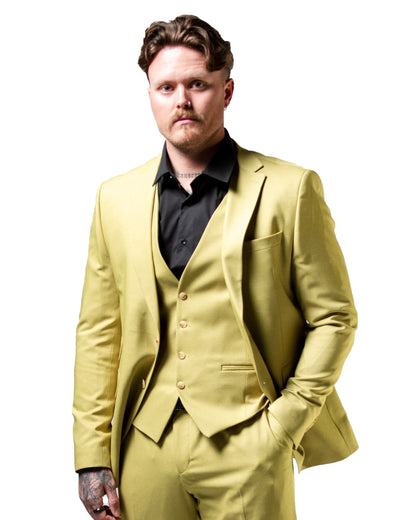 Ezekial | Olive Solid 3-Piece Tailored-Fit Suit