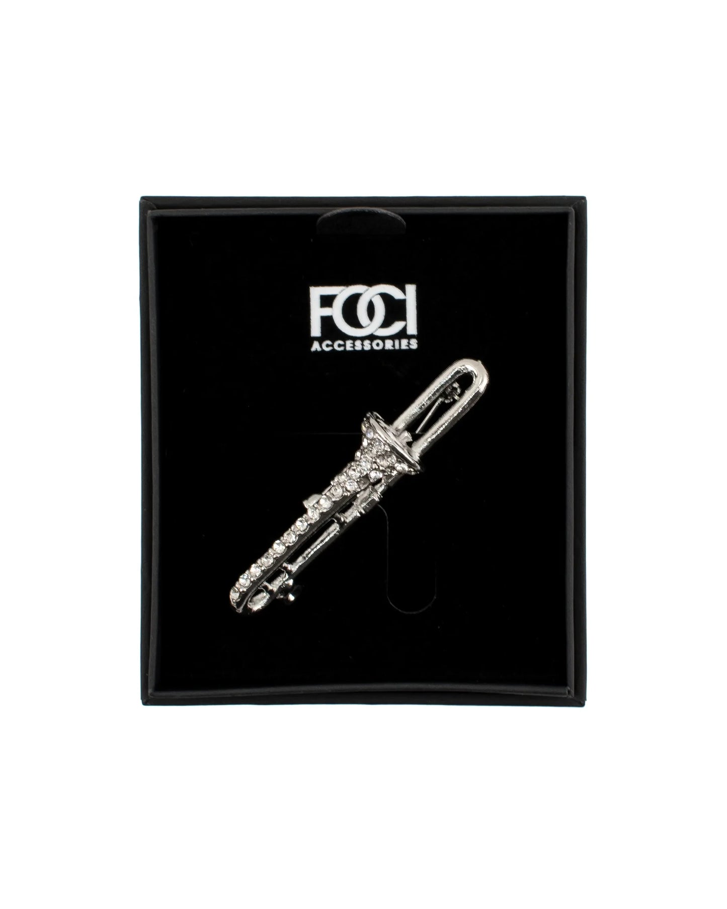 Crystal Trombone Lapel Pin