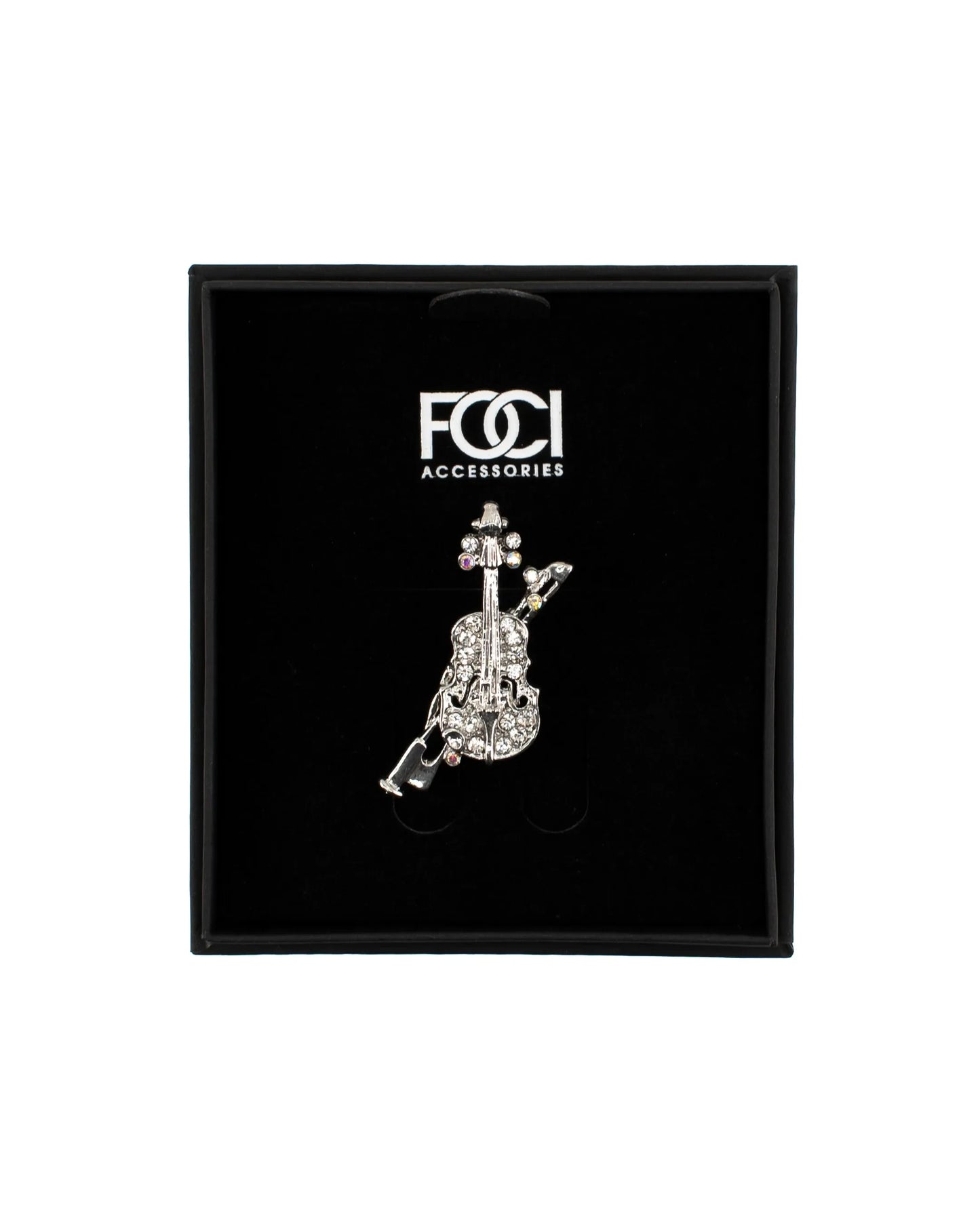 Crystal Violin Lapel Pin