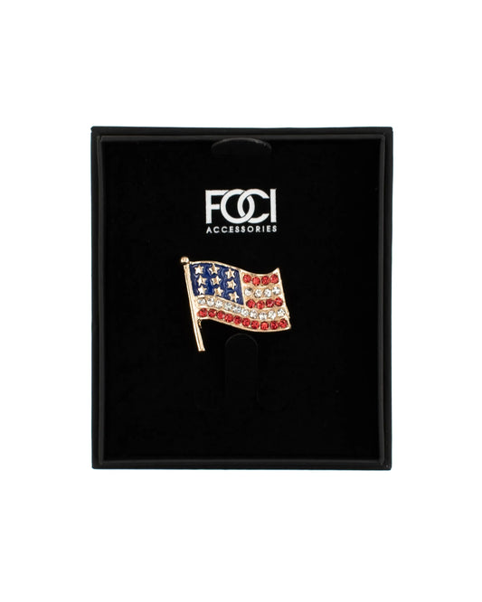 Crystal US Flag Lapel Pin