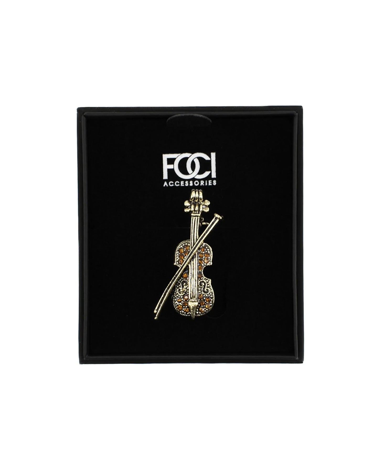 Crystal Violin & Bow Lapel Pin
