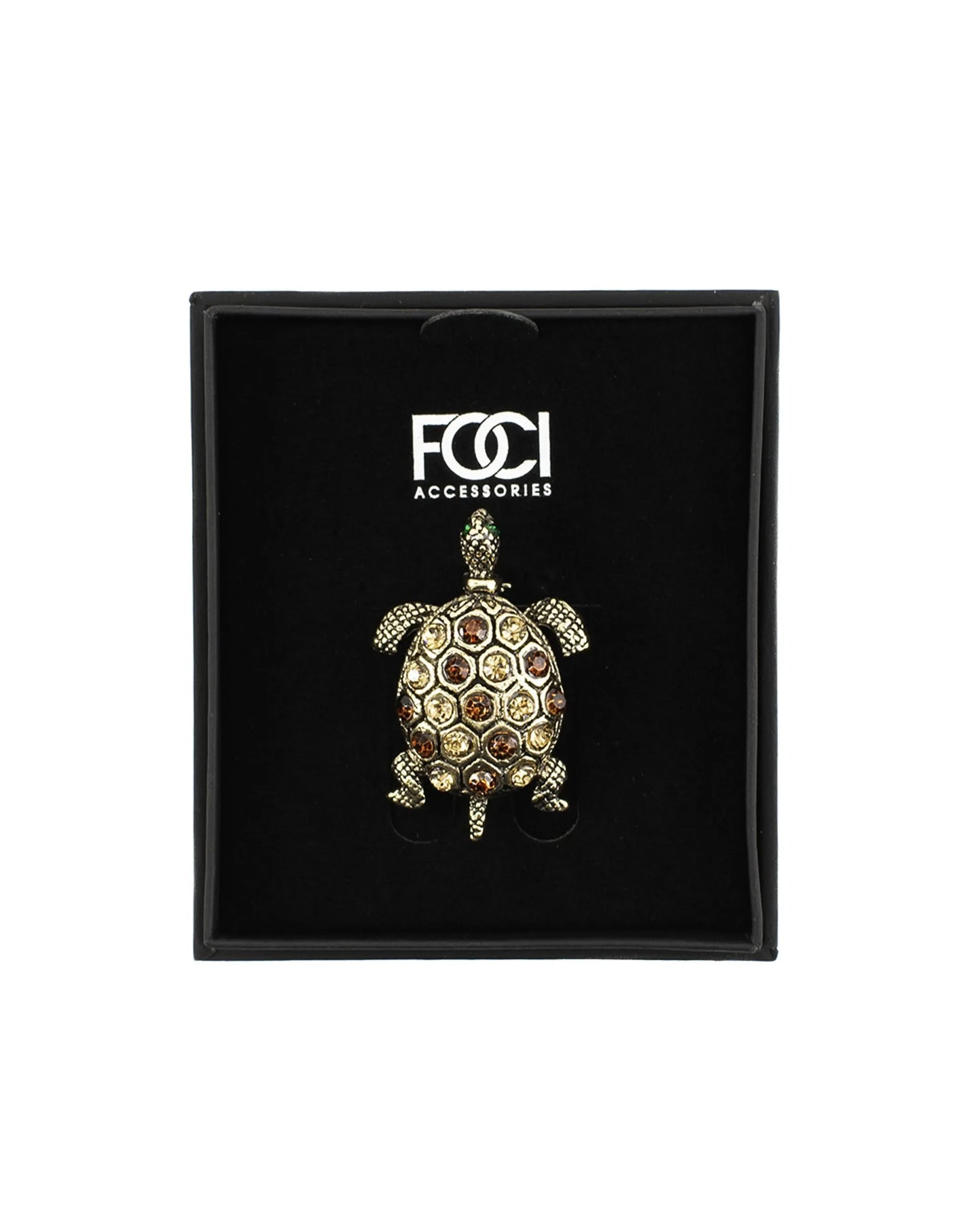 Crystal Tortoise Lapel Pin