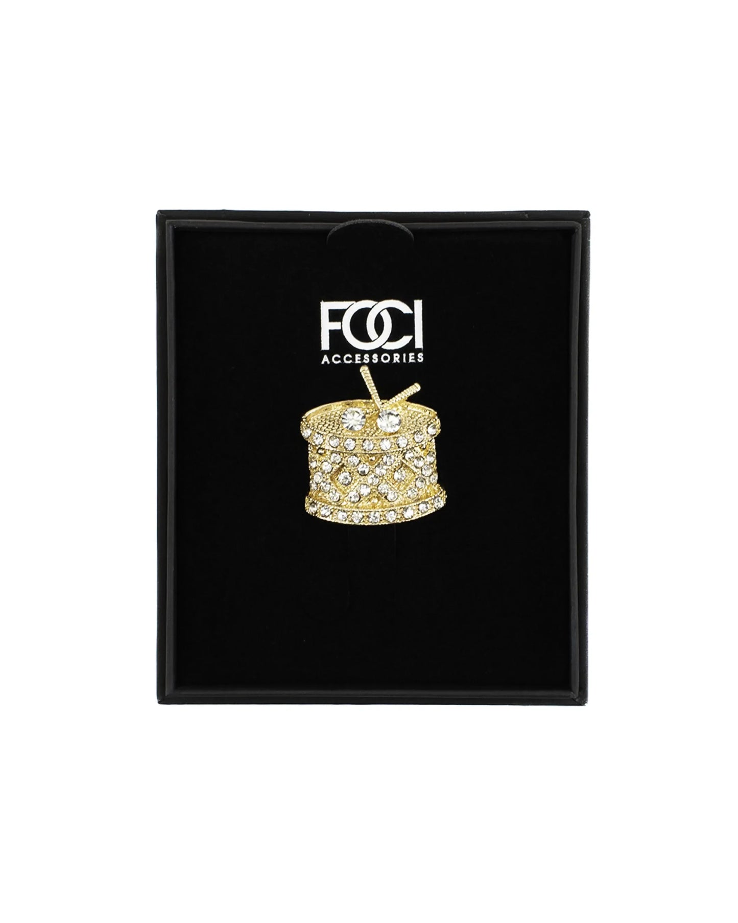 Crystal Marching Snare Lapel Pin