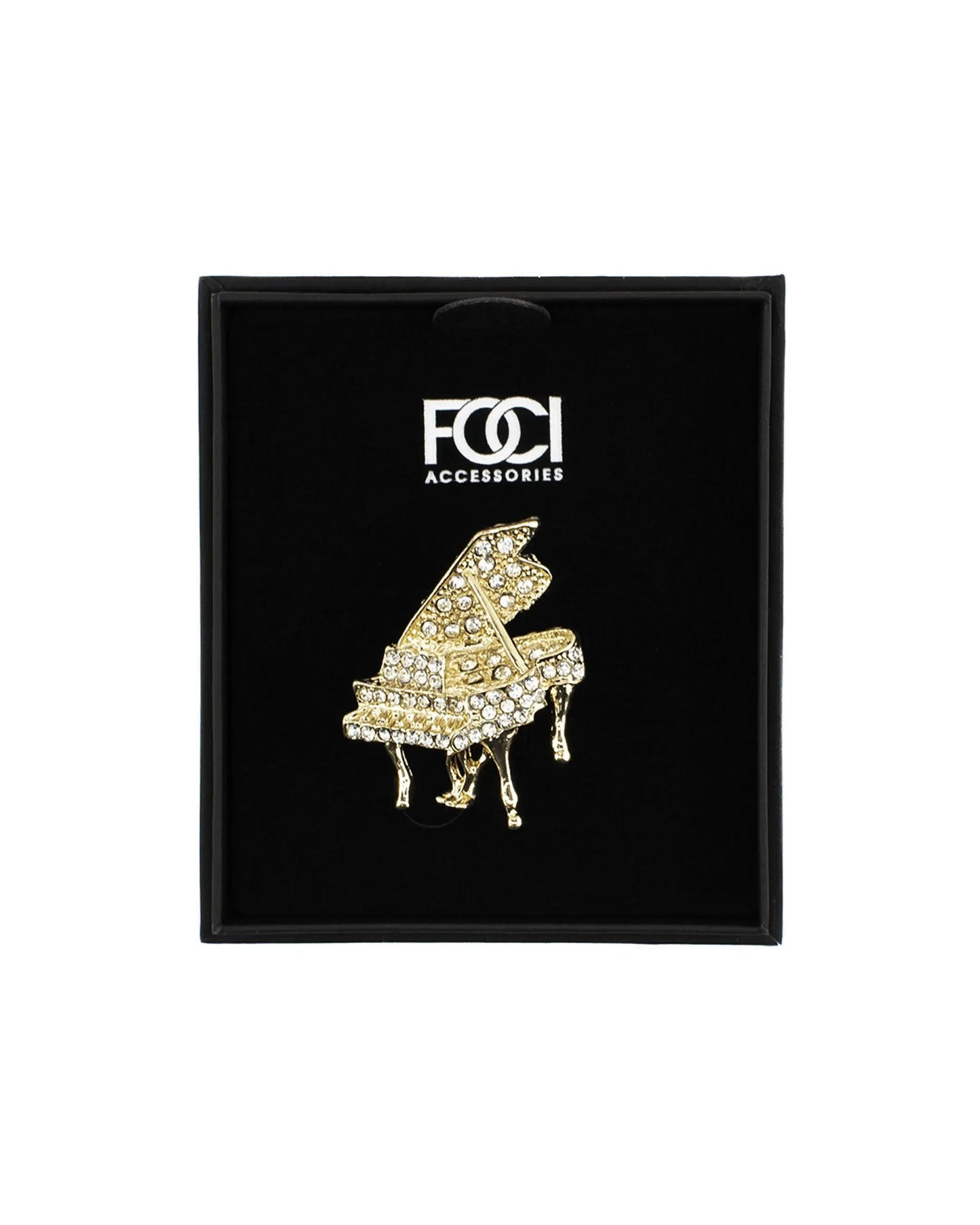 Crystal Grand Piano Lapel Pin