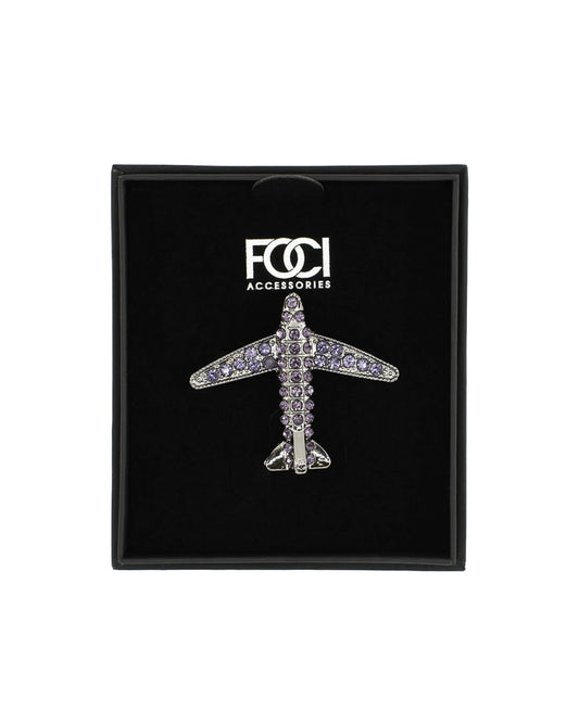 Crystal Aeroplane Lapel Pin
