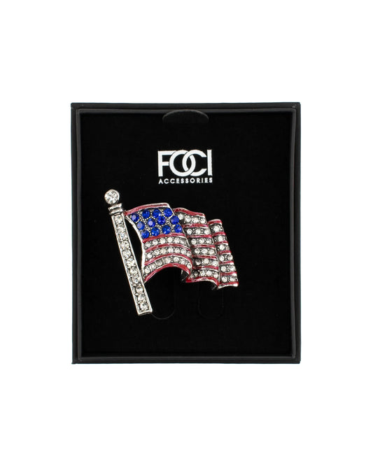 Crystal Flying US Flag Lapel Pin