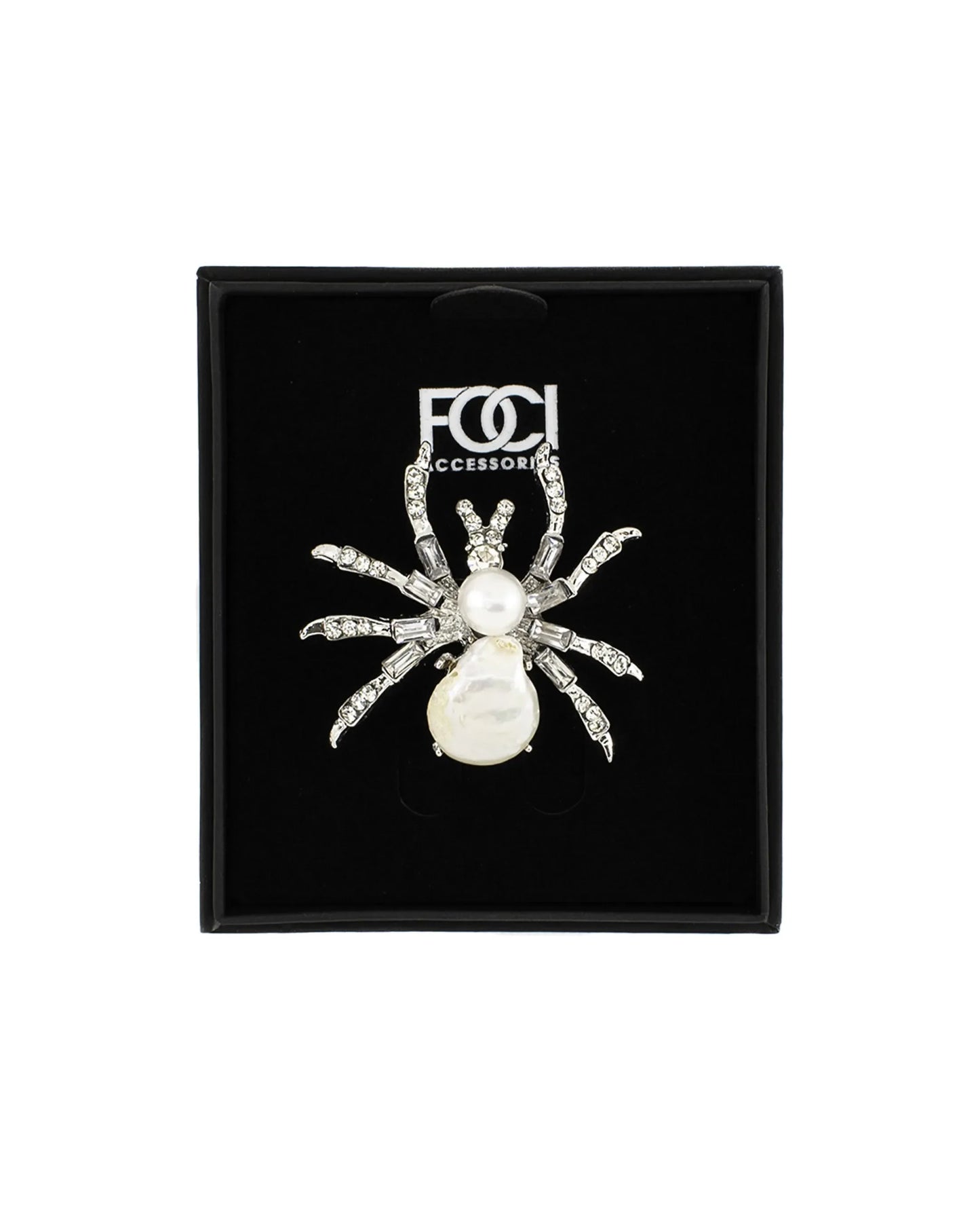 Crystal Pearl Spider Lapel Pin