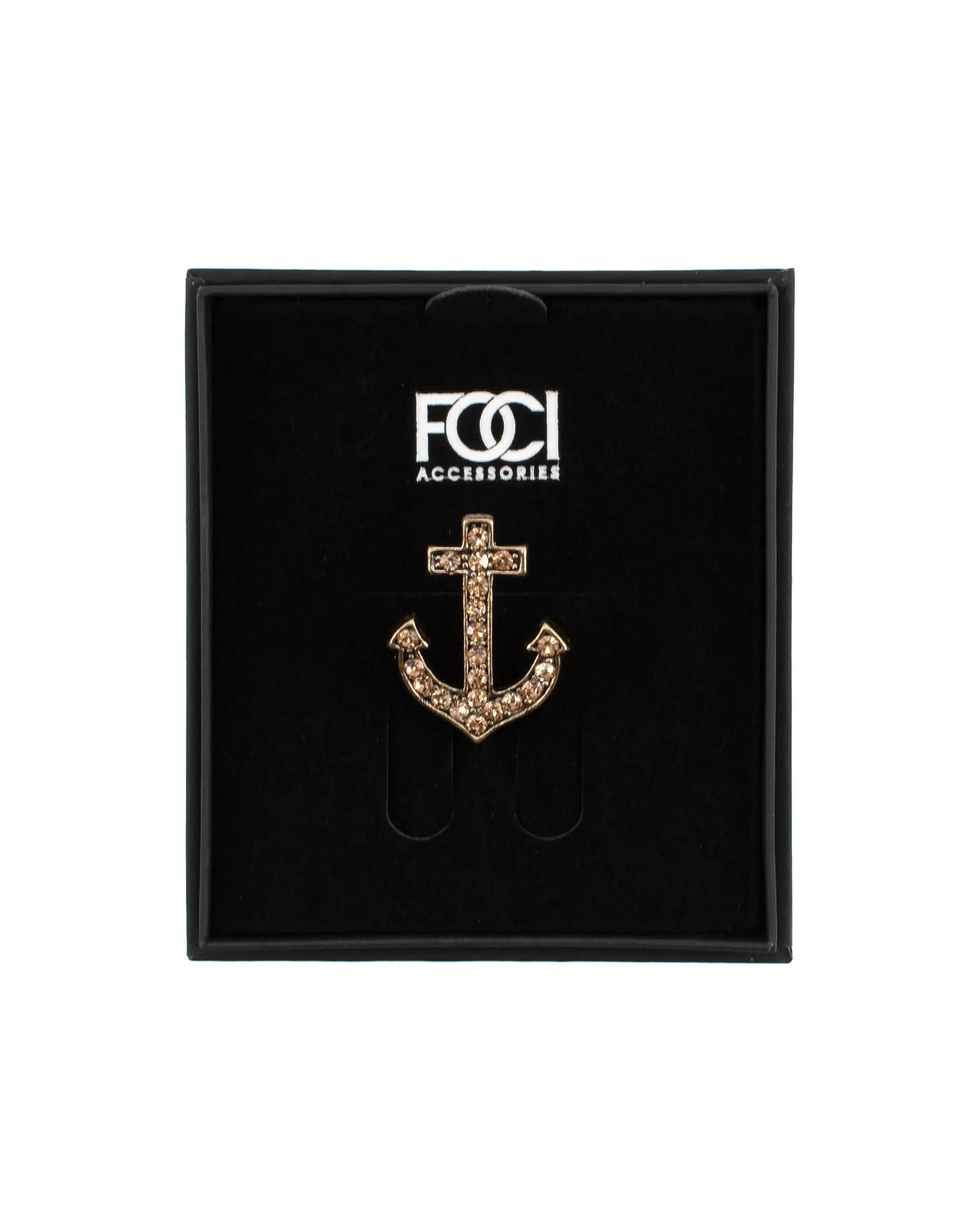 Small Crystal Anchor Lapel Pin