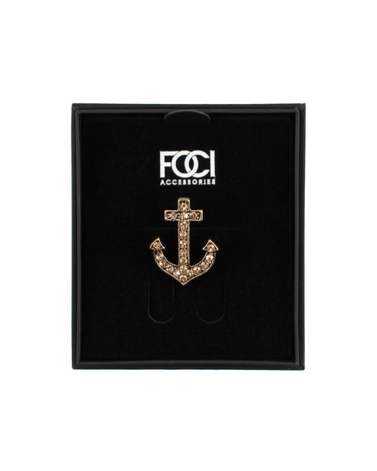 Small Crystal Anchor Lapel Pin