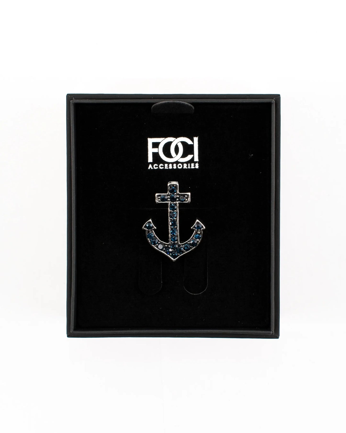 Small Crystal Anchor Lapel Pin